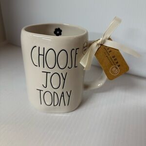 Rae Dunn White Mug with Black 'Choose Joy Today' Text